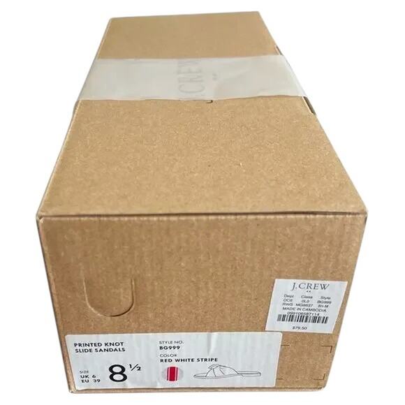 J.Crew Red/ Ivory Stripe Print Knot Slide Sandals, US8.5 - Picture 7 of 8